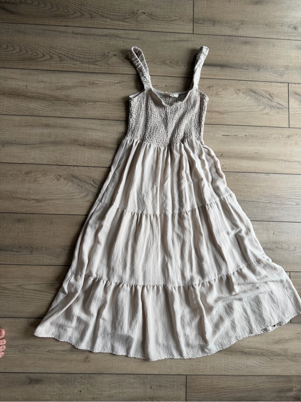 Sweet Wanderer Cream Smocked Tiered Maxi Dress